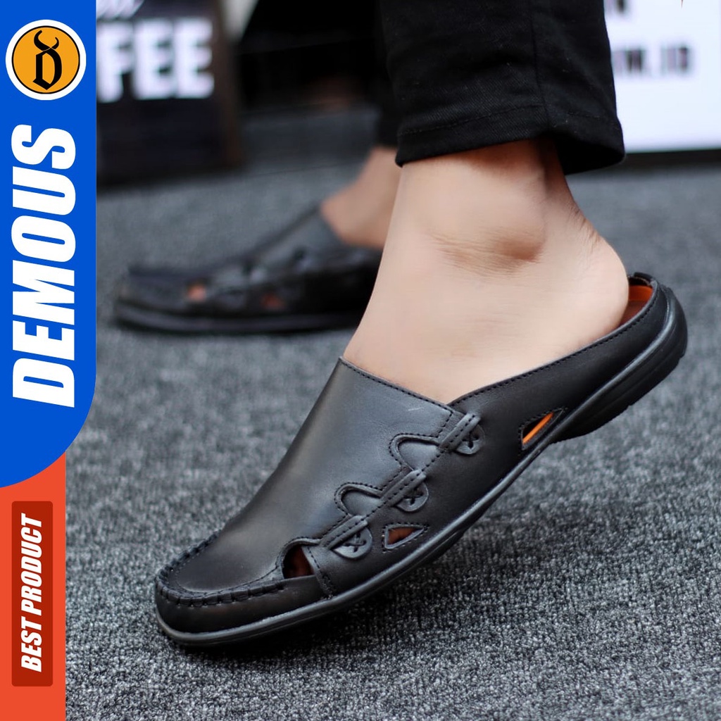 DEMOUS Picolo - Sepatu Sandal Bustong Pria Casual Kulit Asli