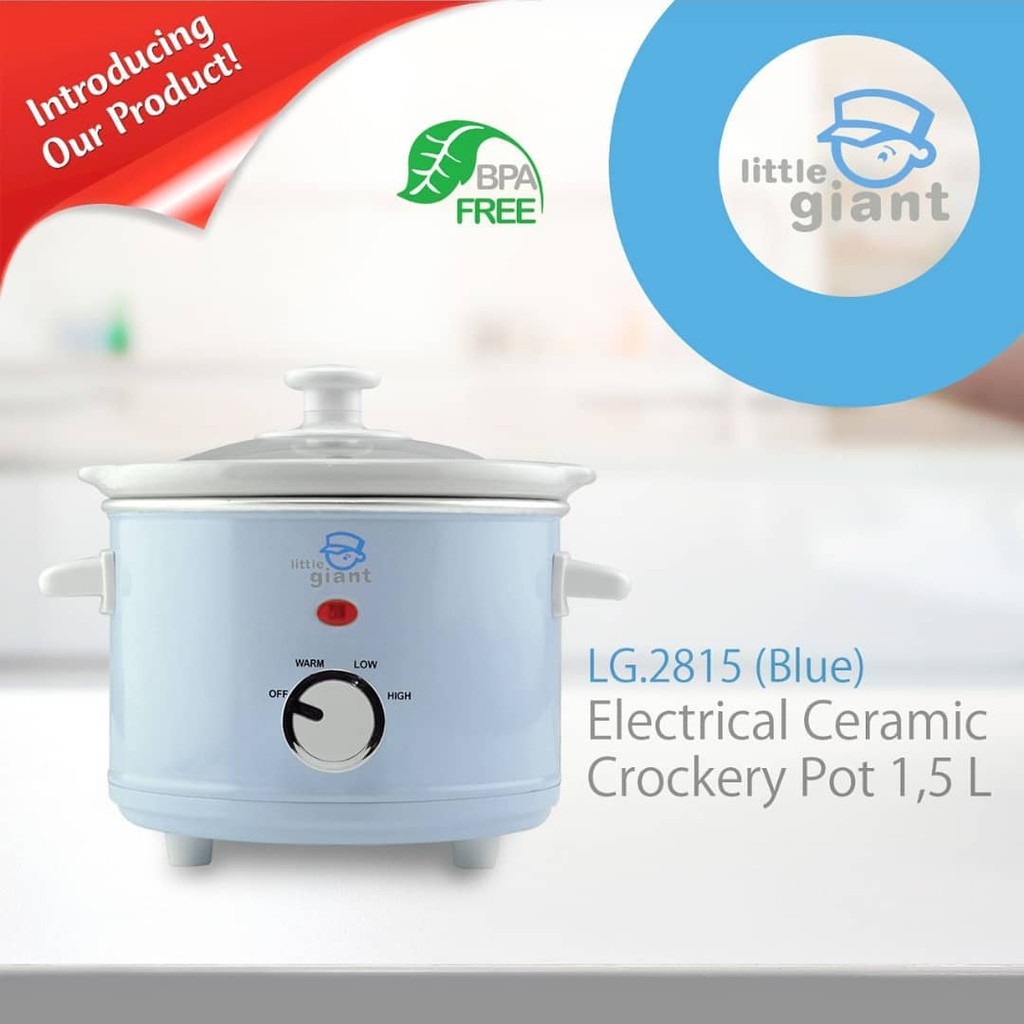 Little Giant LG 2815-B Electrical Ceramic Crockery Pot 1.5L Alat Pengolah Makanan Bayi