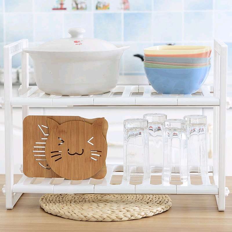 Rak Sepatu Panci Dapur Multifungsi Serbaguna Lemari 2 Susun Kitchen Tempat Bumbu Panjangin Flexible organizer