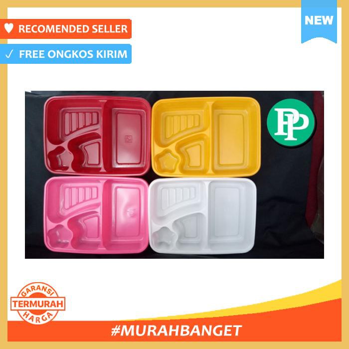 50 Pcs Kotak Makan Warna / Bento Box Plastik / Lunch Box Sekali Pakai - Kotak Makan & Rantang