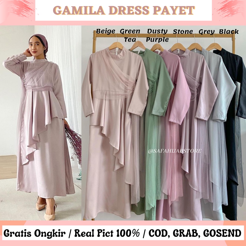 GAMILA DRESS / DRESS PAYET / SERAGAMAN / DRESS KONDANGAN / DRESS RAYA