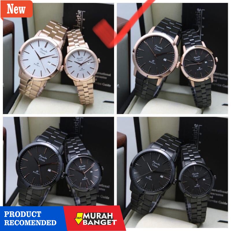 Jam tangan couple terbaik- Jam Tangan Pria wanita couple ALEXANDRE CHRISTIE AC 1007 RANTAI AC1007