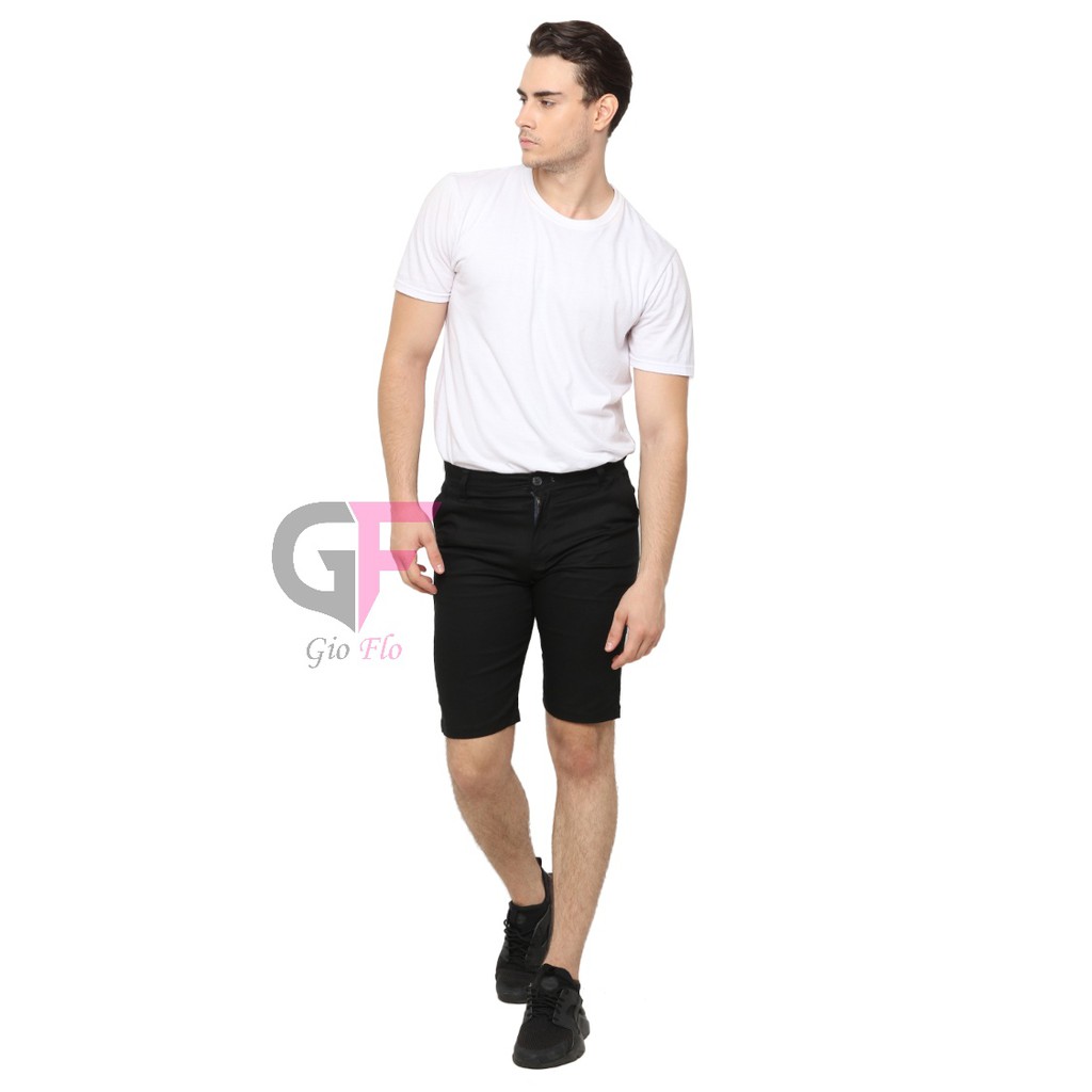 GIOFLO Celana Pendek Casual Chino Pendek Polos Modis Hitam / CLN 789