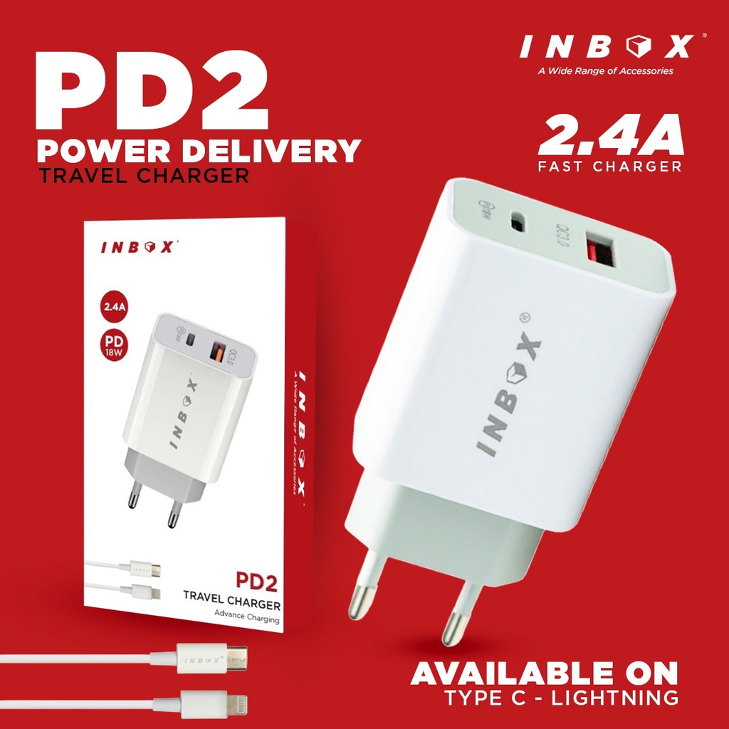 INBOX Charger HP PD 1 / 2 / 3 / 4 / 5 Adapter Free Kabel Data Fast Charging