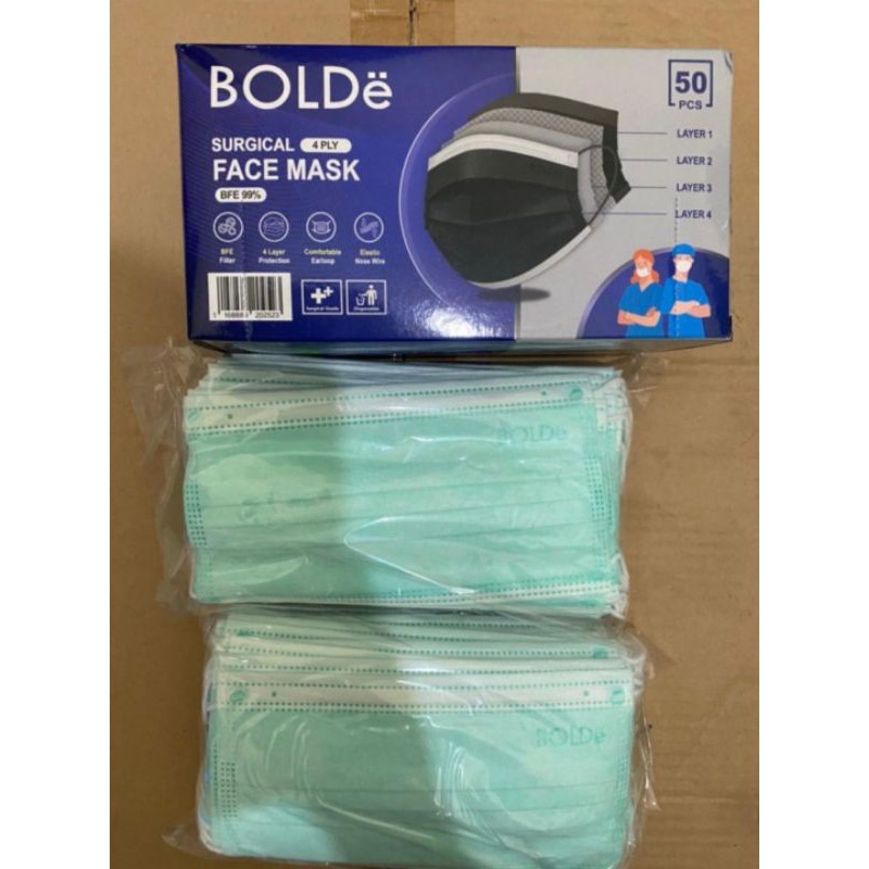 Masker Medis BOLDe 4 Ply Isi 50 Pcs / Box - Surgical Face Mask