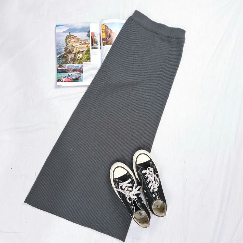 Promo!! Rok rajut span/ Rok Rajut/ROK SPANN RAJUT/ROK RAJUT PREMIUM/ROK WANITA/ROK PANJANG/-abu