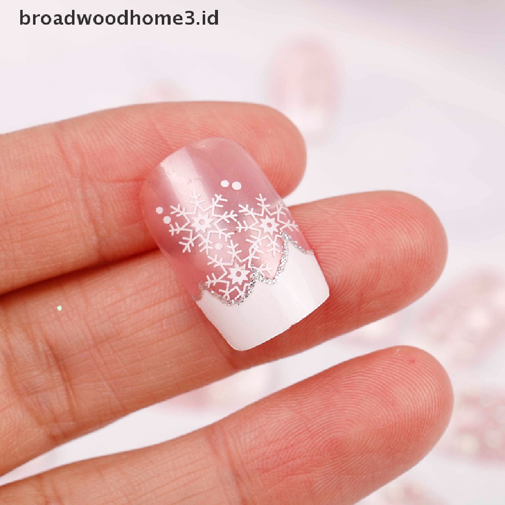 24pcs Kuku Palsu Akrilik Uv Gel Motif Snowflake Untuk Nail art