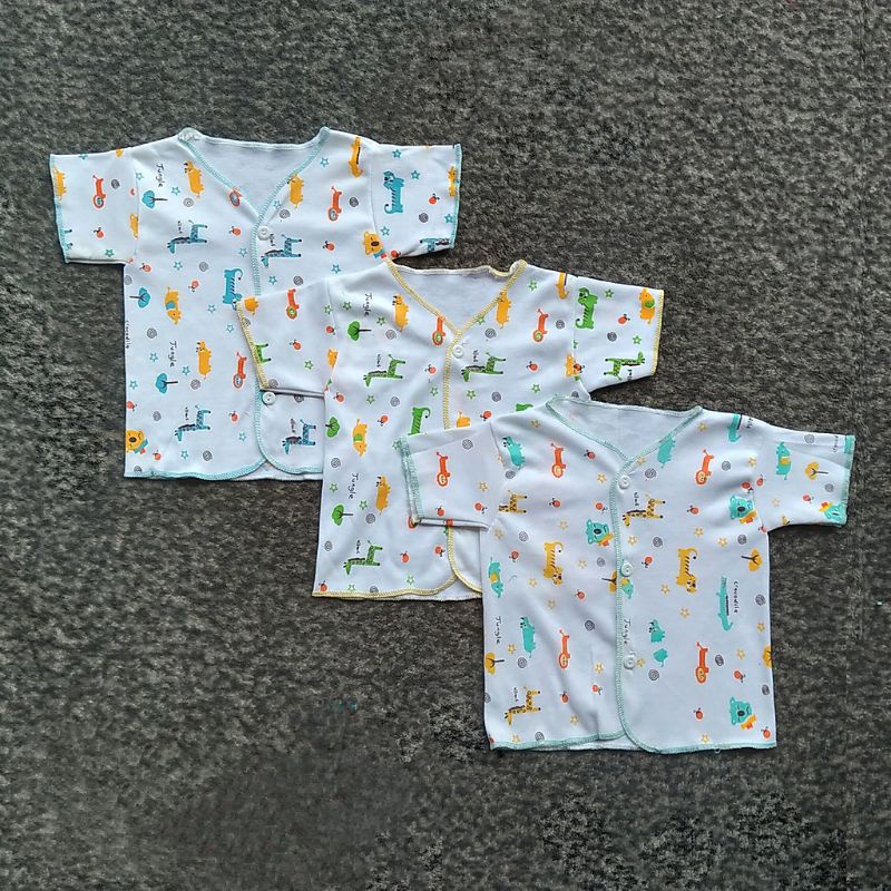 PROMO 3 PCS BAJU BAYI LENGAN PENDEK MOTIF - BAJU BAYI BARU LAHIR (NEWBORN)