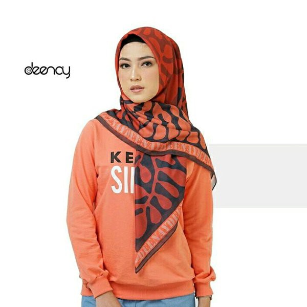 NEW COLLECTION Deenay Hijab - Kerudung Deenay - Jilbab Deenay Motif Red Peony - ORI