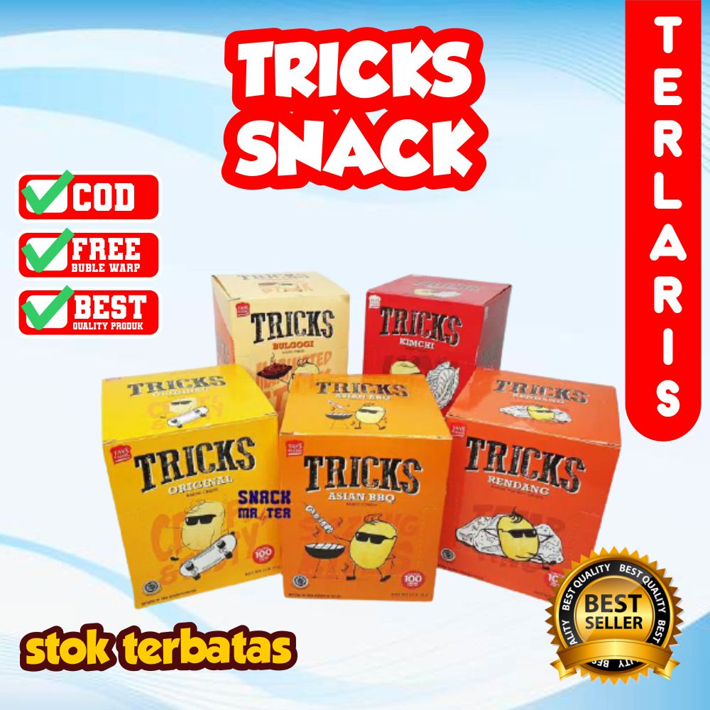 

TRICKS BISKUIT KENTANG POTATO BAKED CHIPS 1 BOX ISI 10 PCS SNACK CRIPS MAKANAN RINGAN KERING