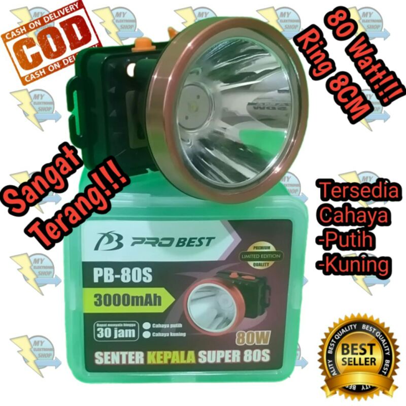 senter kepala LED 80Watt/50Watt Headlamp 80 Watt/50 Watt LED PROBEST PB-80S/PB-50S/Valescom 80Watt VL-80S