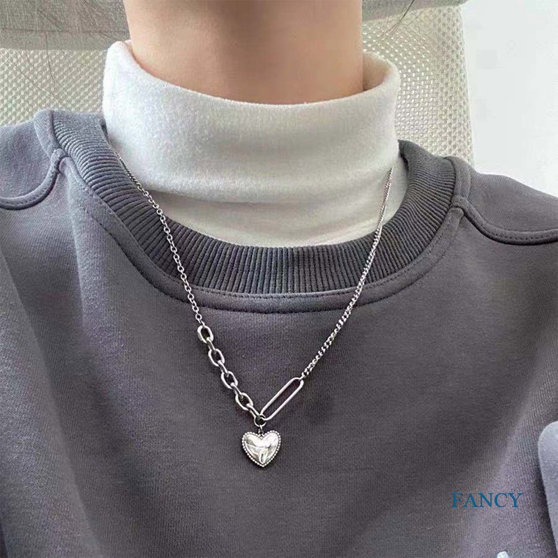 Kalung Rantai Bentuk Hati Gaya Korea Untuk Wanita