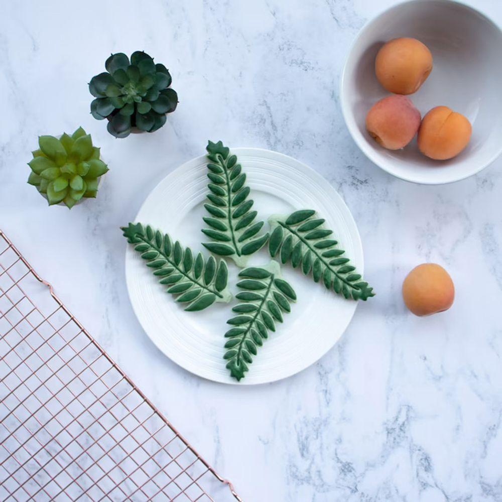 Solighter 4pcs Cetakan Kue Kering Embosser Pastry Dekorasi Cookie Cutter Alat Kue Agave Ivy