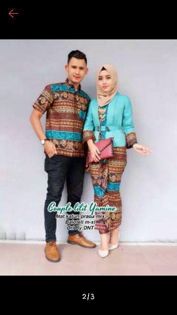 Batik Couple Yasmine Lilit Modern Kekinian Pesta Kondangan Seragam Ferizka Yasmin Feriska