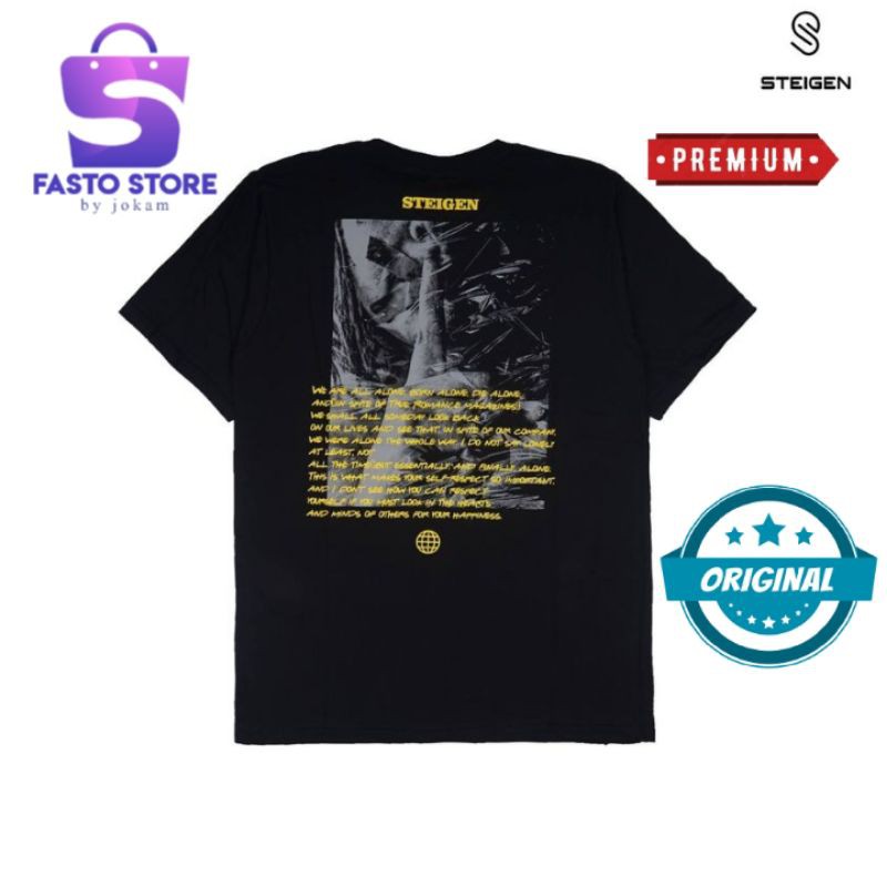 Kaos Steigen Hitam Motif Distro Atasan Cowok Pakaian Pria Keren Kekinian Bahan Katun Original