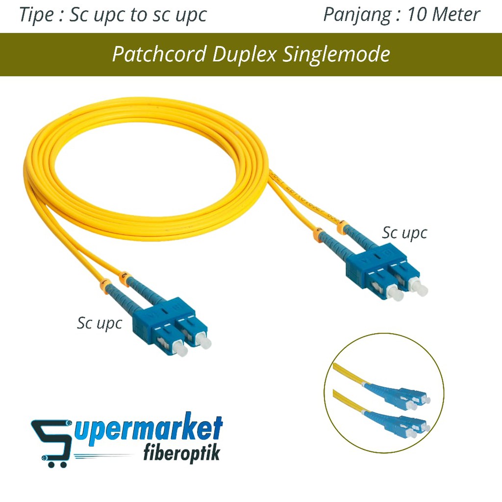 Jual Patchcord Fiber Optik Duplex SingleMode SC SC UPC Panjang 10 Meter ...