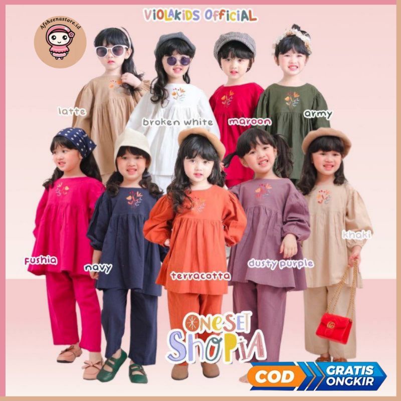 Afsheenastore - Shopia One Set Setelan Celana Anak Perempuan Crinkle Premium