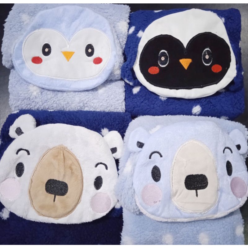 BOBOKO Selimut Bayi Bulu Premium Bear and Penguin 78x71 SLMT2