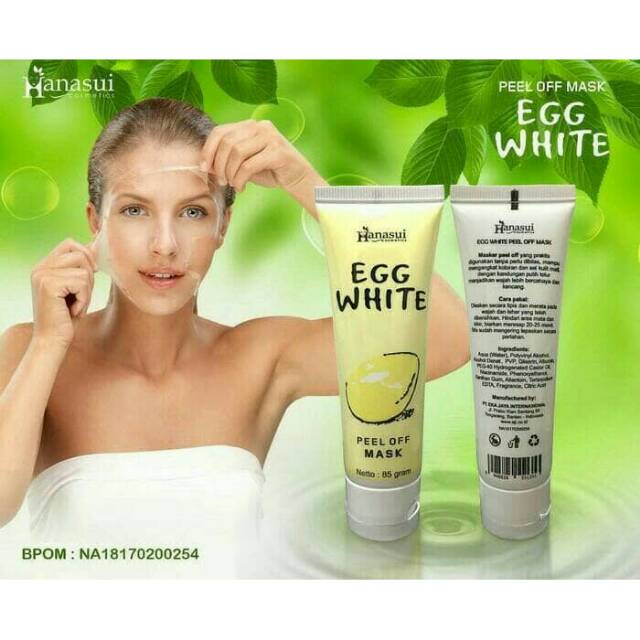 HANASUI PEEL OFF MASK EGG WHITE / MASKER TELUR TELOR HANASUI BPOM