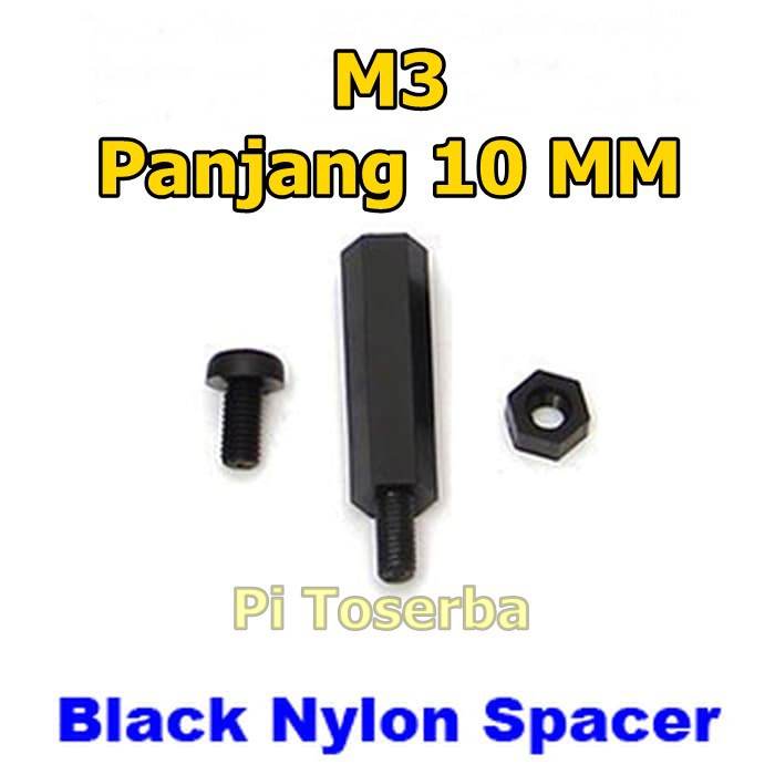 Black Nylon Spacer M3 10mm Standoff Hexagonal