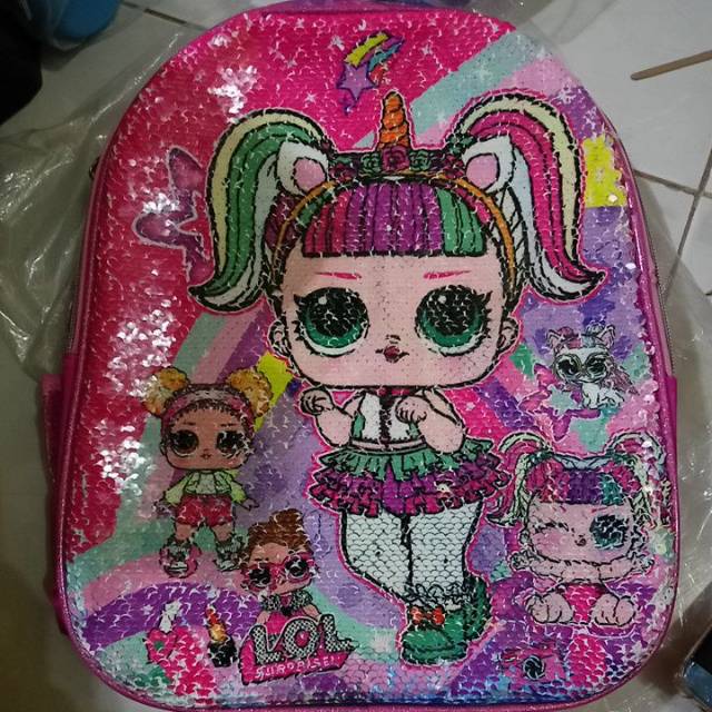 [BISA COD] Tas Sekolah Anak TK Sequin 2 Motif / Tas Ransel Usap 2 Motif