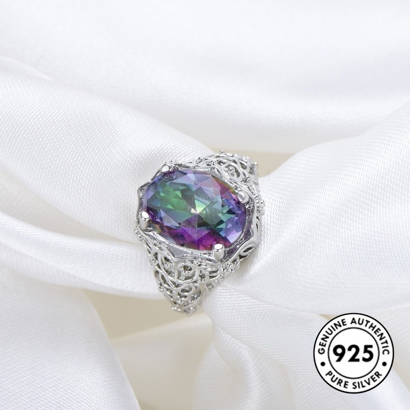 Cincin Lapis Silver 925 Gaya Vintage Dengan Berlian Imitasi Untuk Wanita