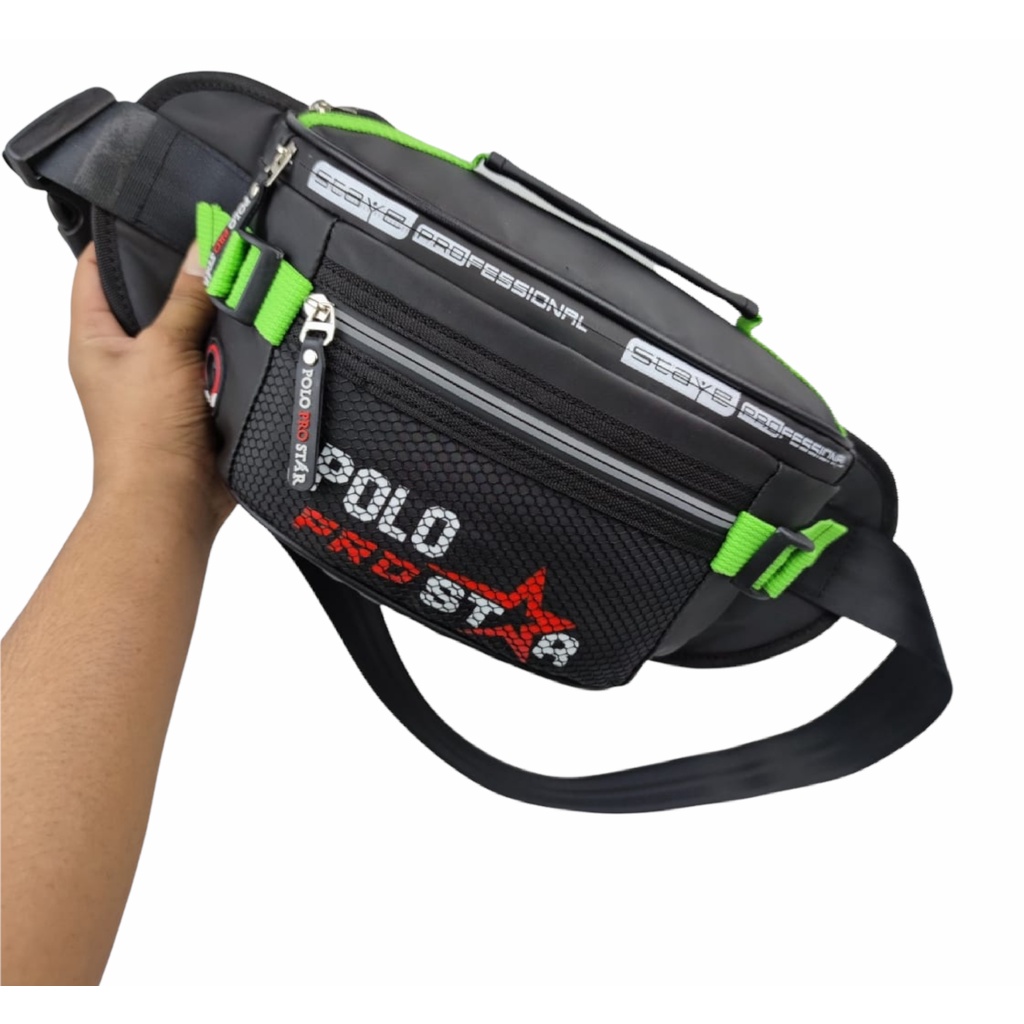 Tas Pinggang Anti Air Bahan Tebal Merk Polo Prostar Waistbag Waterproof Tas Selempang Bahu Pria