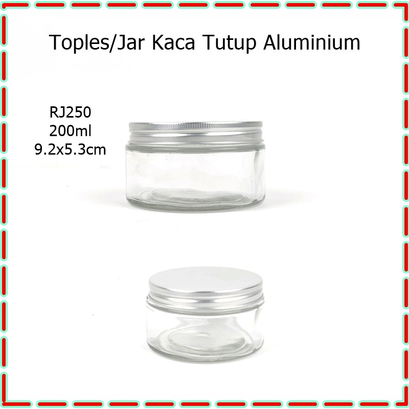 Toples/Jar Kaca Tutup Aluminium 450ml/350ml/200ml Silver dan Rose Gold CULLETPRIMA