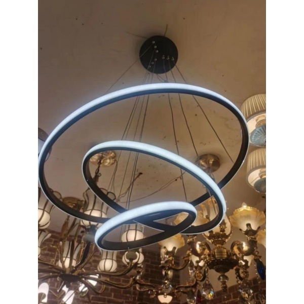 LAMPU GANTUNG HIAS MINIMALIS SPIRAL 3 RING DIAMETER 60CM 3 WARNA