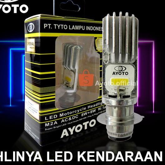 Terlaris, Lampu LED Motor warna KUNING Bebek Matic AYOTO M2A arus AC/DC Socket T19/H6, kl0....