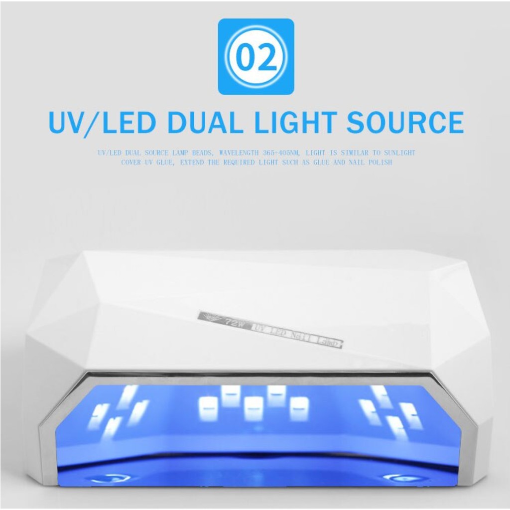 72W UV Lamp Gel Nail Lamp LED With Two Hands / Pengering Kutek Gel Nail Dryer Dua Tangan #912