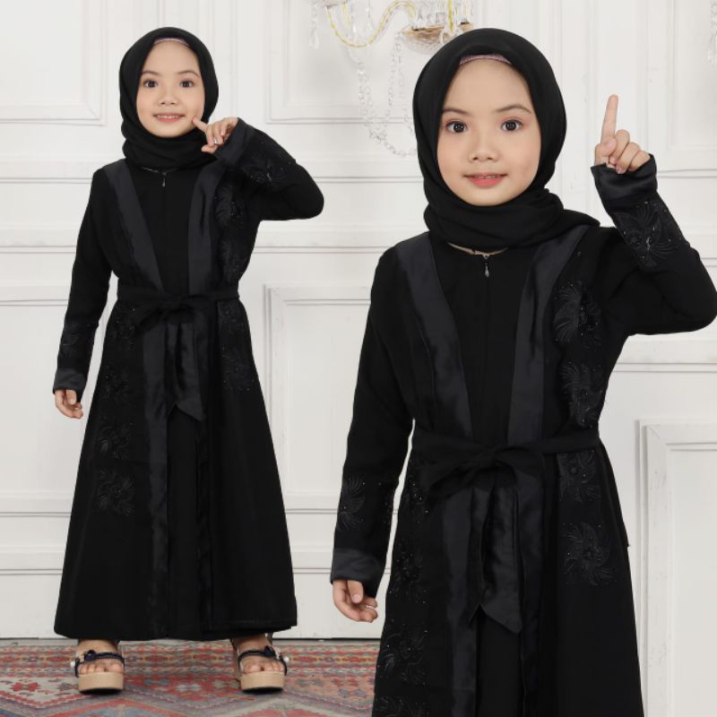 ALMA ABAYA ANAK HITAM TURKEY SALWA