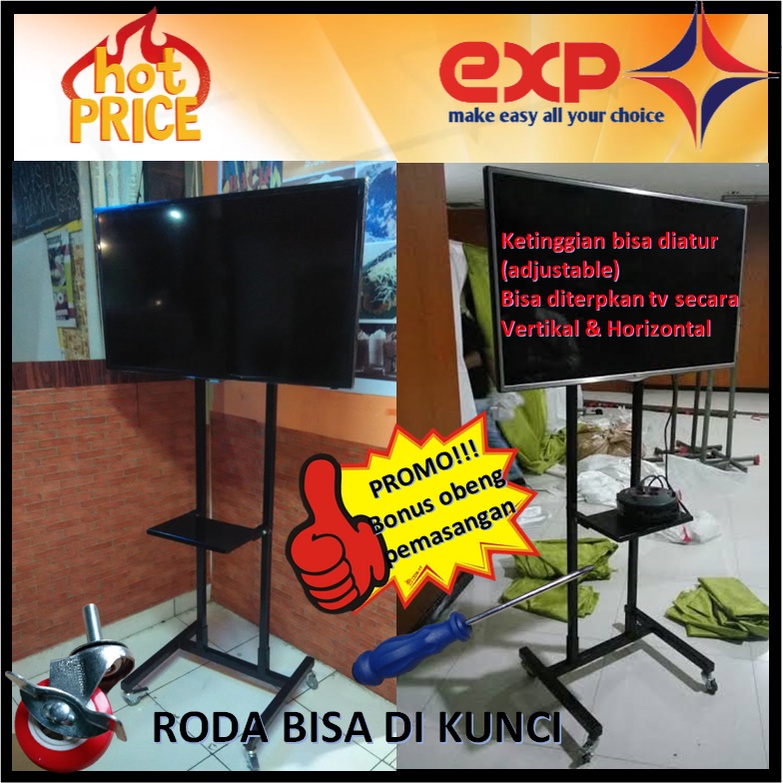 Garansi cocok!!! Bracket TV Standing 32&quot; s/d 65&quot; SAMSUNG pakai RODA KOKOH 100% BESI MURNI