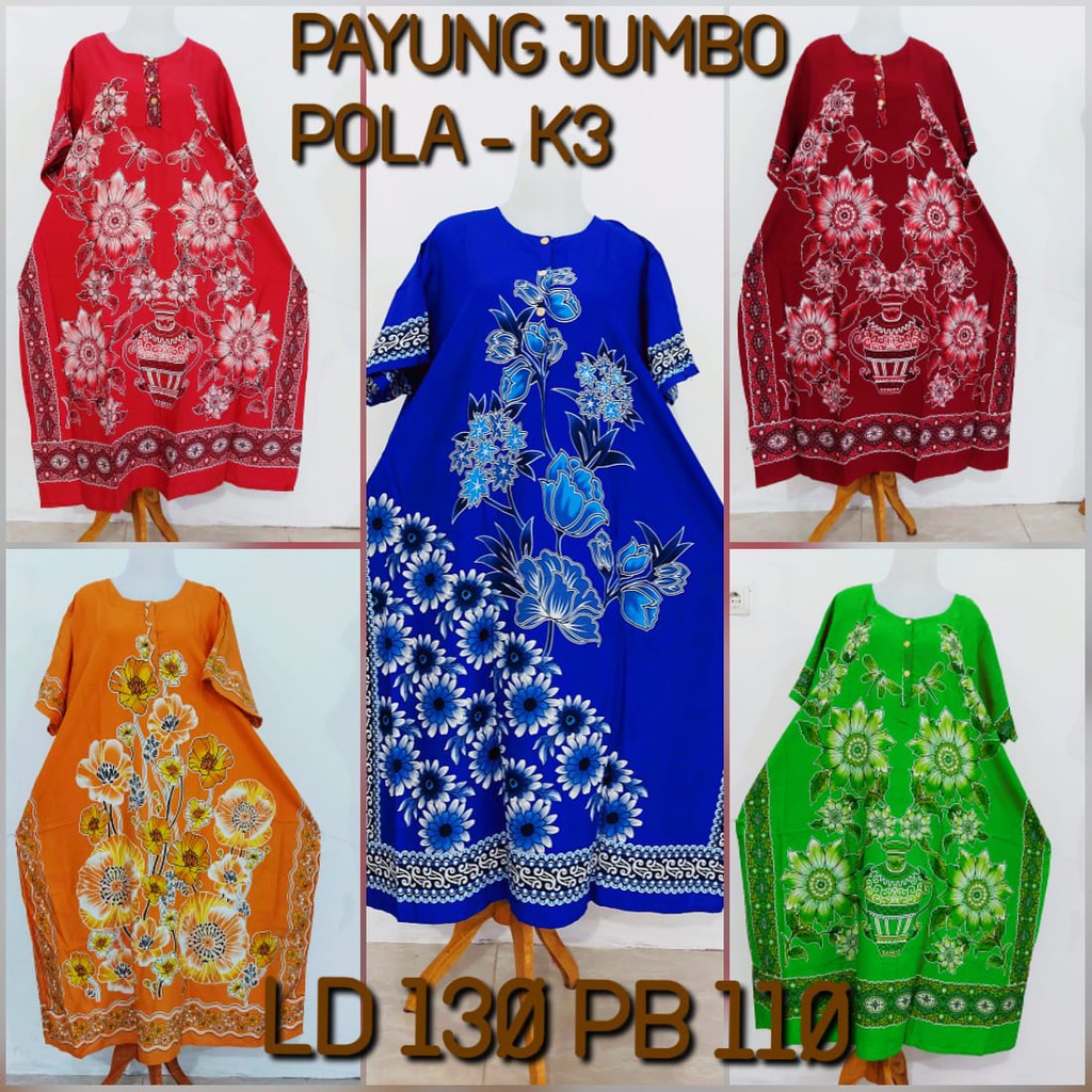 Daster Payung Jumbo Pola LD130 cm Kancing 3 Rayon Rotary ...