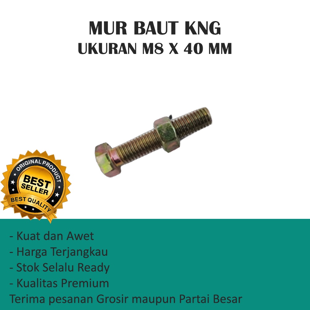 MUR BAUT UKURAN M8 X 40 MM KNG MURAH (HARGA PER 10 PCS)