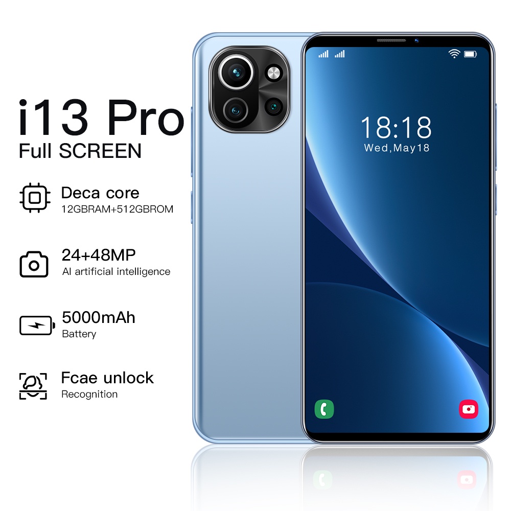 Ponsel pintar baru murah i13 pro hp murah cuci gudang 4800mAh handphone murah promo cuci gudang ram1