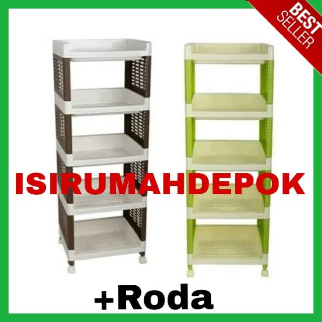 Rak Susun Plastik Serbaguna / Tempat Penyimpanan MultiFungsi YOYO 5 Susun + Roda