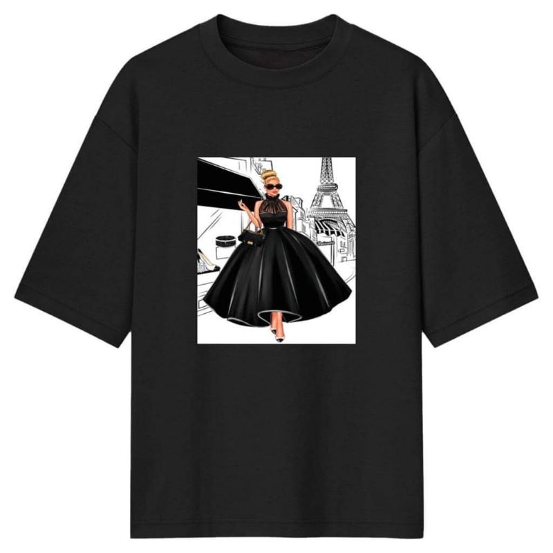 KAOS TERLARIS KEREN GAMBAR CEWEK PAKAI ROK HITAM