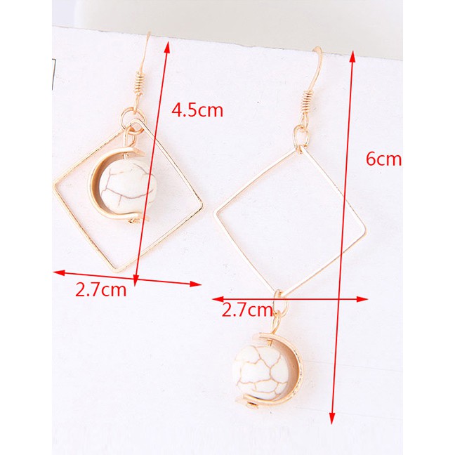 LRC Anting Gantung Bohemia Gold Color Square Shape Decorated Simple Hollow Out Earrings A48353