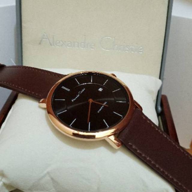 Alexandre christie ac 8589 jam tangan pria , rosegold black original