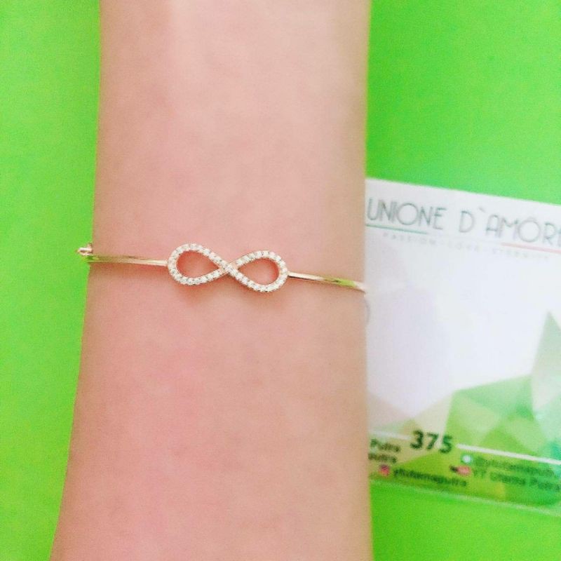 Gelang bangle infinity full mata berat ringan kadar 375 YT