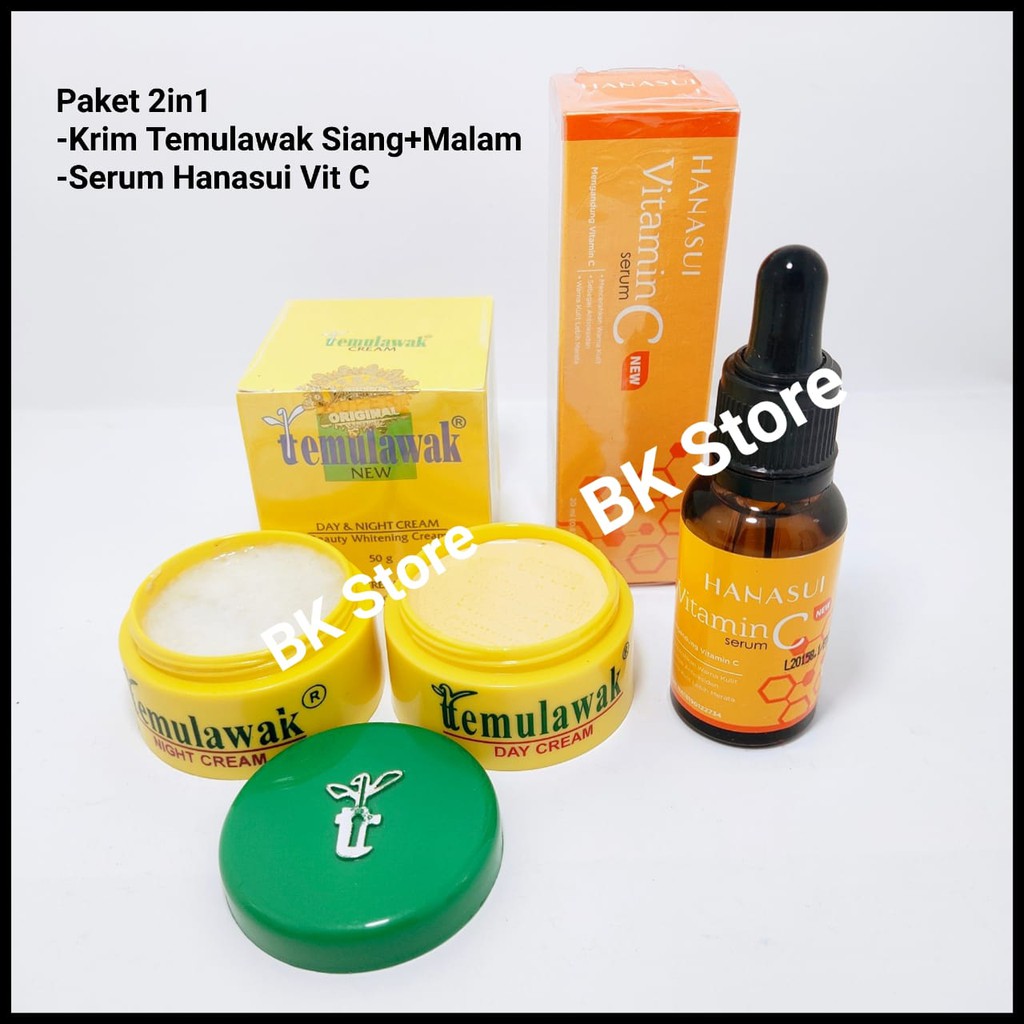 Paket Temulawak Krim Siang dan Malam+Serum Hanasui Vit C