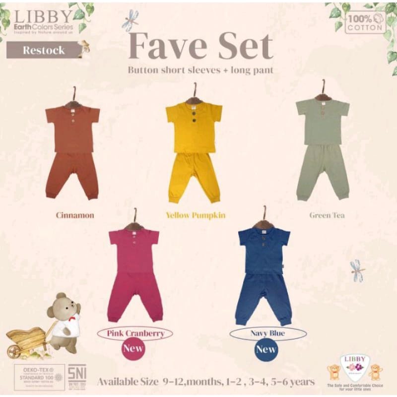 Libby Setelan Baju Pendek Celana Panjang Polos Warna (Satu Set Isi 2PCS) (LB-SODJWP)