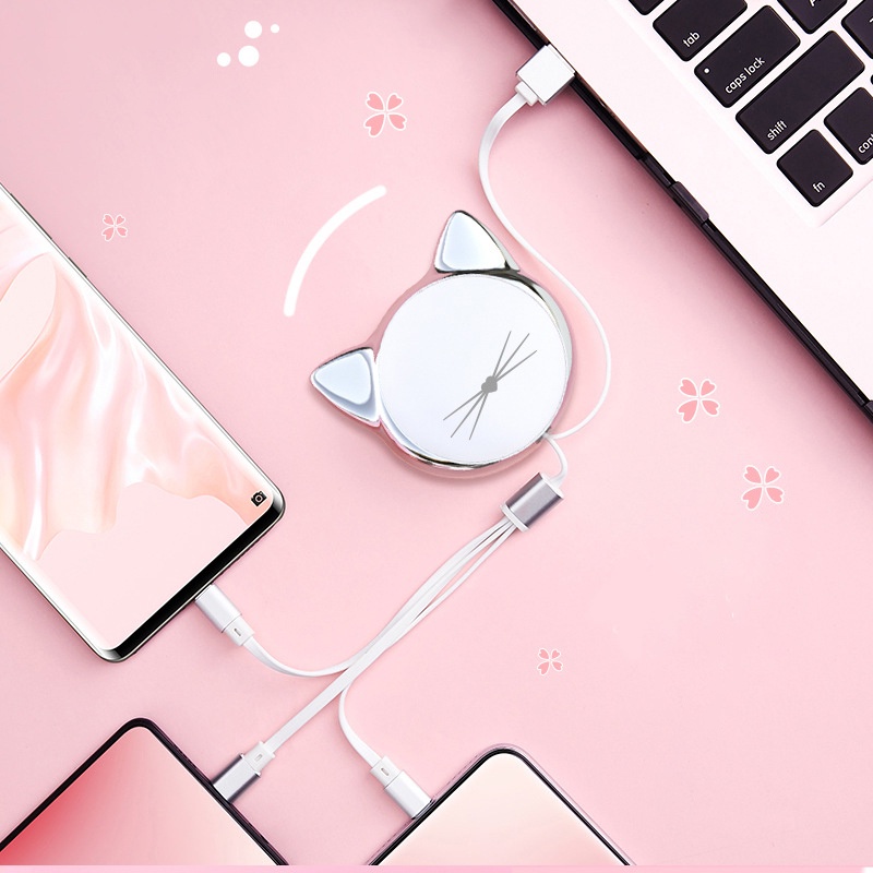 3in1 Kabel Data / Charger Micro USB / Lightning / Tipe C Retractable Untuk Handphone