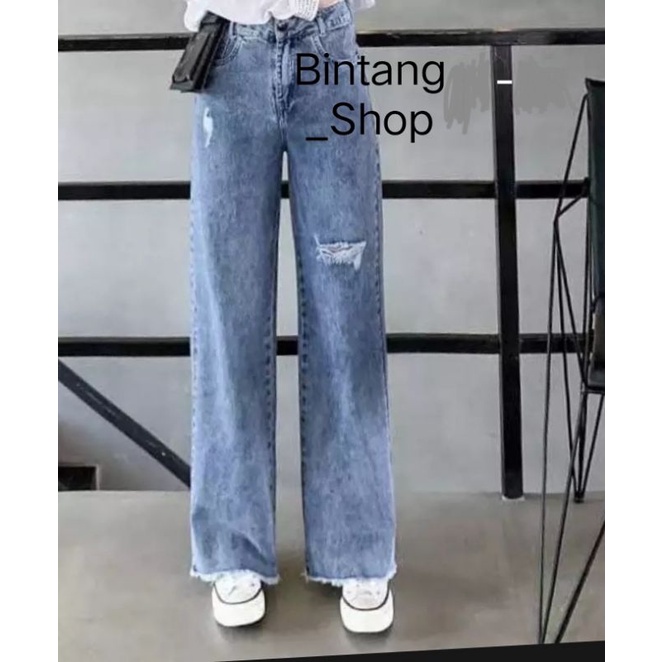celana kulot jeans wanita celana kulot jeans rawis sobek lutut