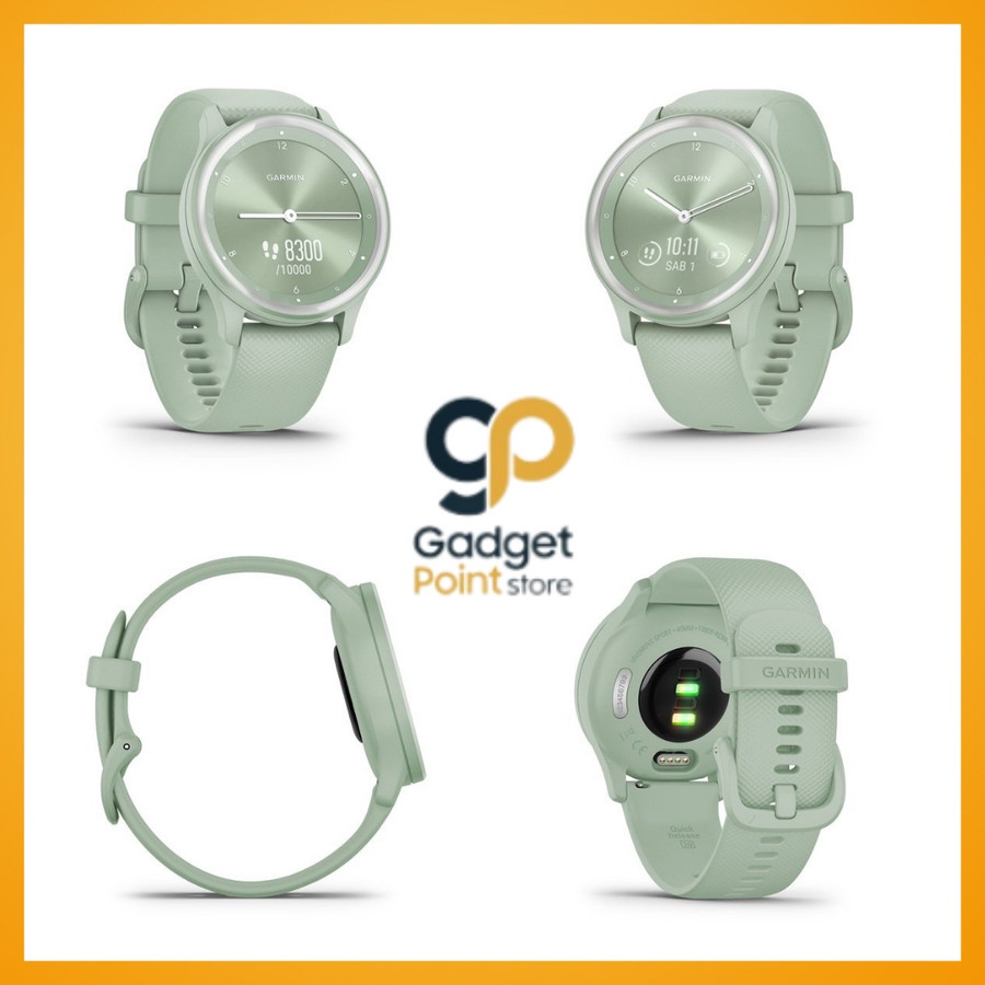 Garmin Watch VivoMove Sport Silicone Band Cool Mint - Garansi TAM 2 Tahun