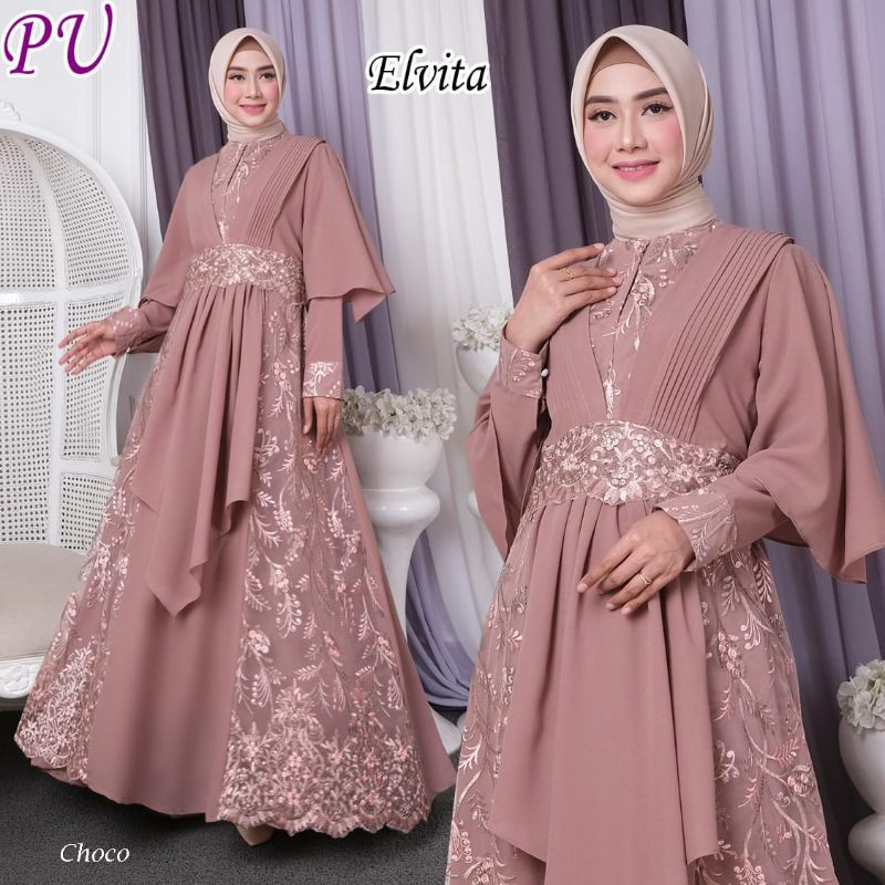 gamis brukat pesta premium terbaru MDelvita