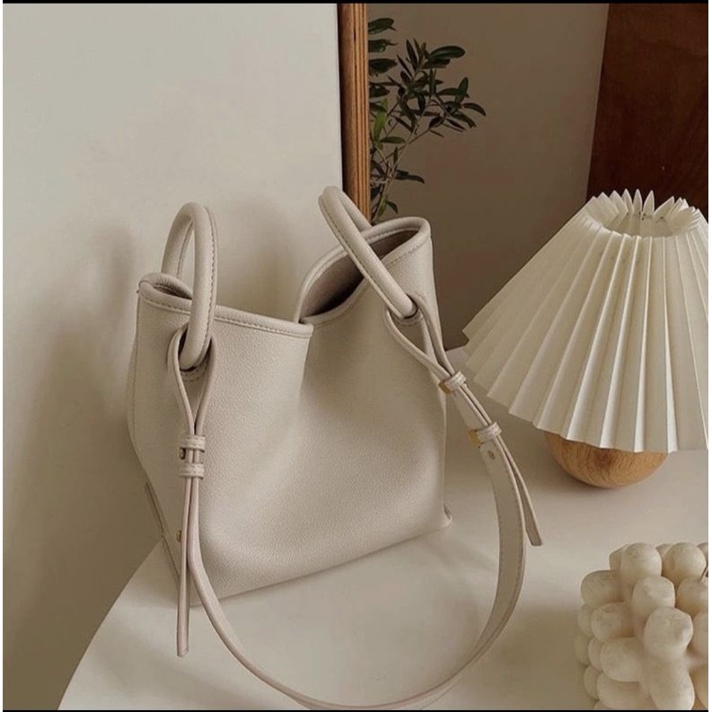 NAOMI - Felicya Hand Bag - Tas Fashion import - Tas Wanita Kulit Sintetis - Fashion Bag White Series - Tas Bucket - naomi bag