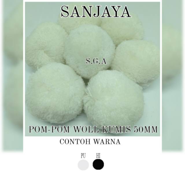 POM POM BOLA / POM POM WOL GLITER KUMIS / POM POM WARNA WARNI / POM POM AKSESORIS / POM-POM WOL KUMIS 50MM