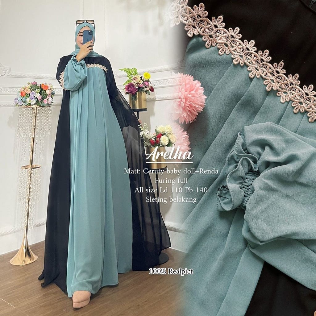 GAMIS ARETHA DRESS CANTIK GAMIS KONDANGAN TERBARU MURAH GAMIS MUSLIMAH